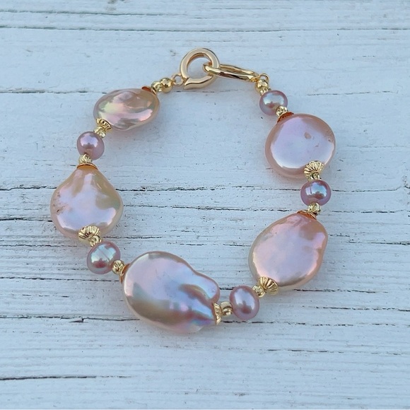 S94 Handmade Freshwater Baroque Pearl Bracelet - Picture 4 of 4